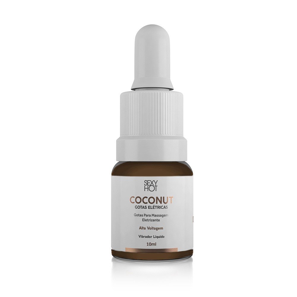 Vibrador L�quido Gotas El�tricas Coconut 10ml, embalagem frontal
