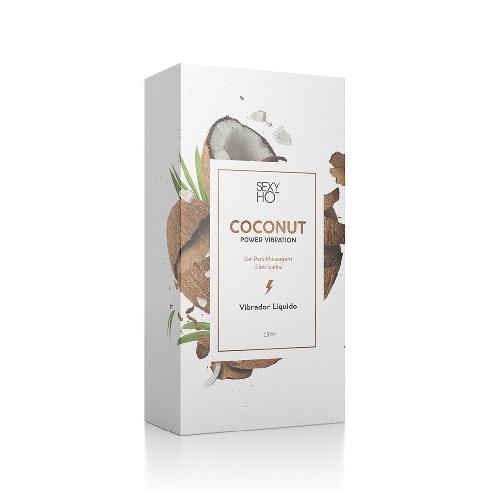 Detalle do frasco de Vibrador L�quido Power Vibration Coconut, 15ml, com tampa e dosador para f�cil aplica��o.
