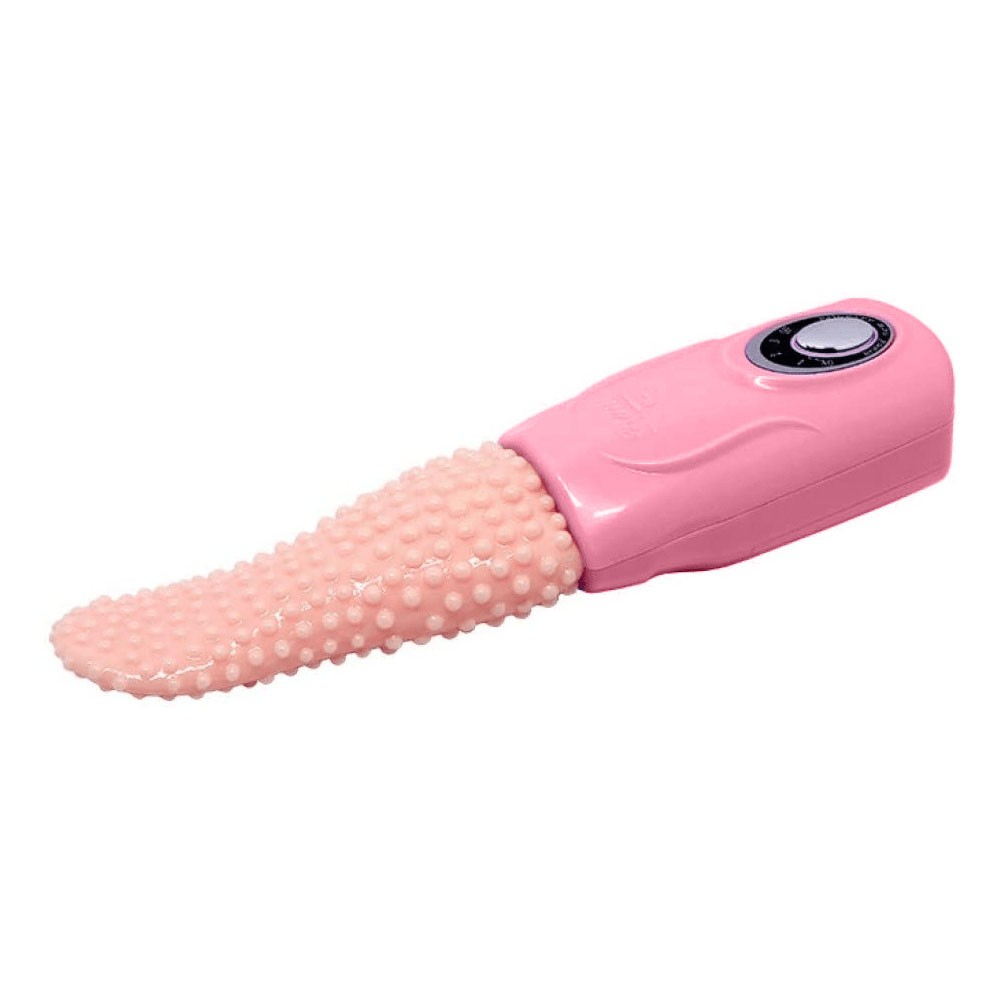 Vibrador para Clit�ris em Silicone Formato de L�ngua Multivelocidade com Bullet Rosa | Vista lateral, vibrador com formato de l�ngua, rosa intenso.