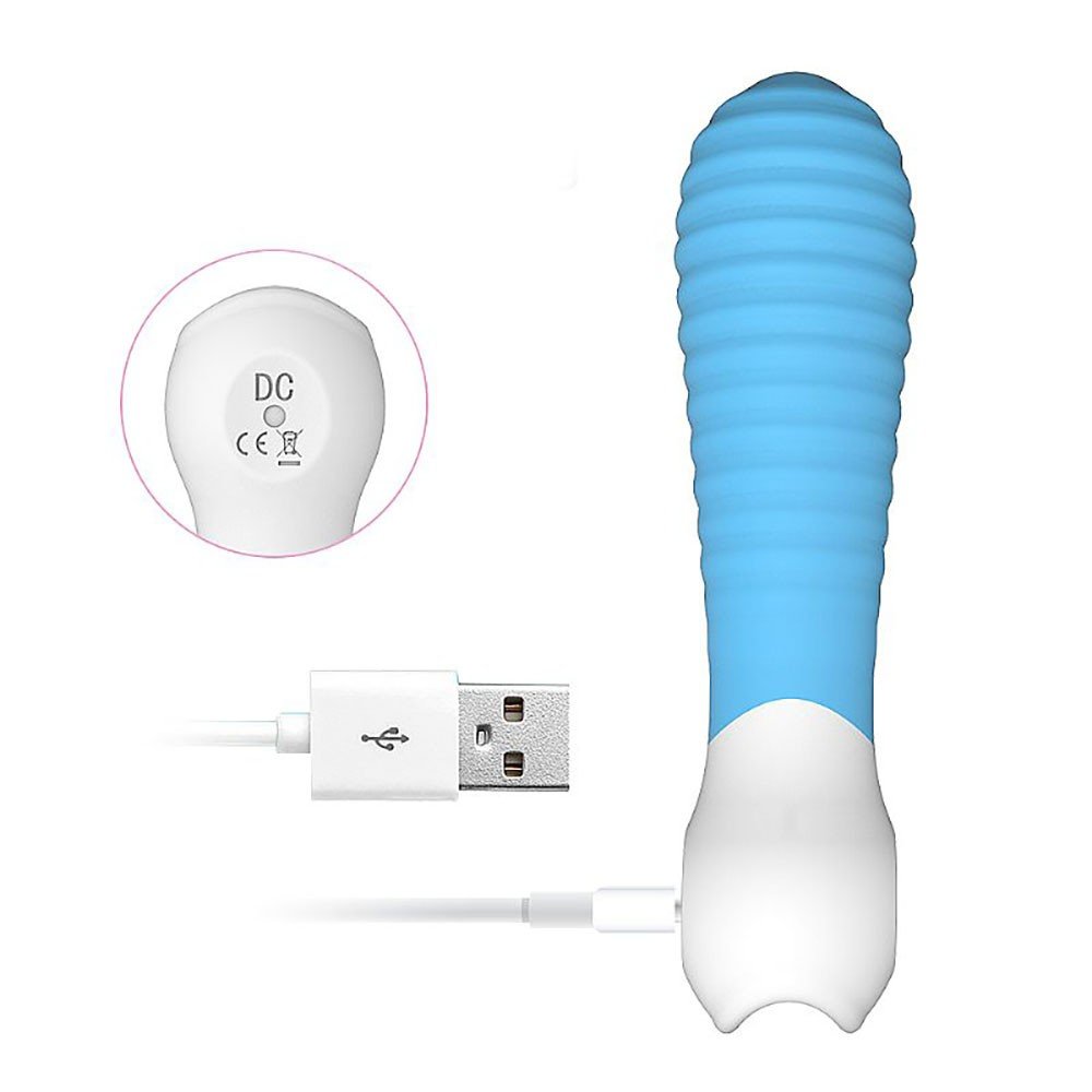 Vibrador Feminino em Silicone Recarreg�vel com 9 Vibra��es Mini-2 Azul | Foto 05
