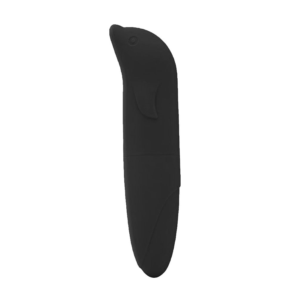 Vibrador Ponto G Pl�stico R�gido com Formato de Golfinho Preto - Vista Lateral