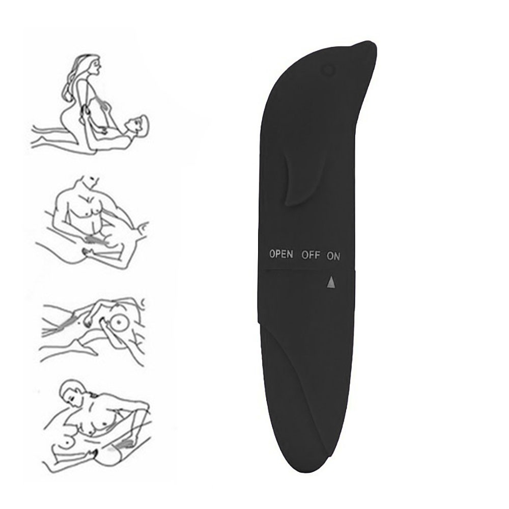 Vibrador Ponto G Pl�stico R�gido com Formato de Golfinho Preto | Foto 05