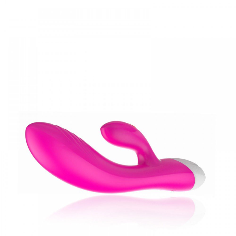 Vibrador Duplo com Estimulador e 10 Vibra��es Pink | Foto 02 - Vista lateral evidenciando o design ergon�mico para prazer duplo.