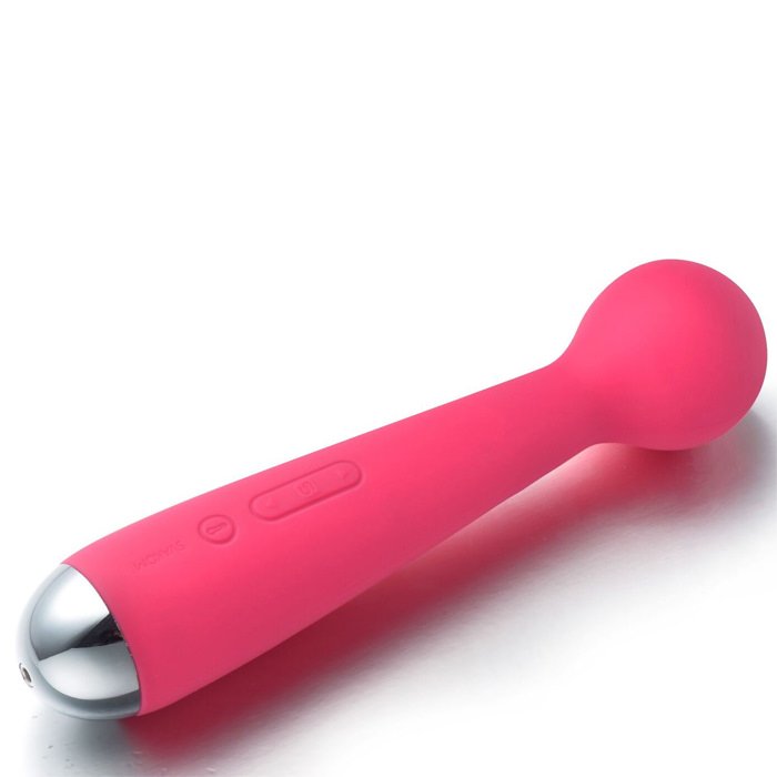 Massageador Er�tico Silicone, Ponta Remov�vel Emma Vermelho em uso, mostrando a intensidade da vibra��o e a flexibilidade do silicone