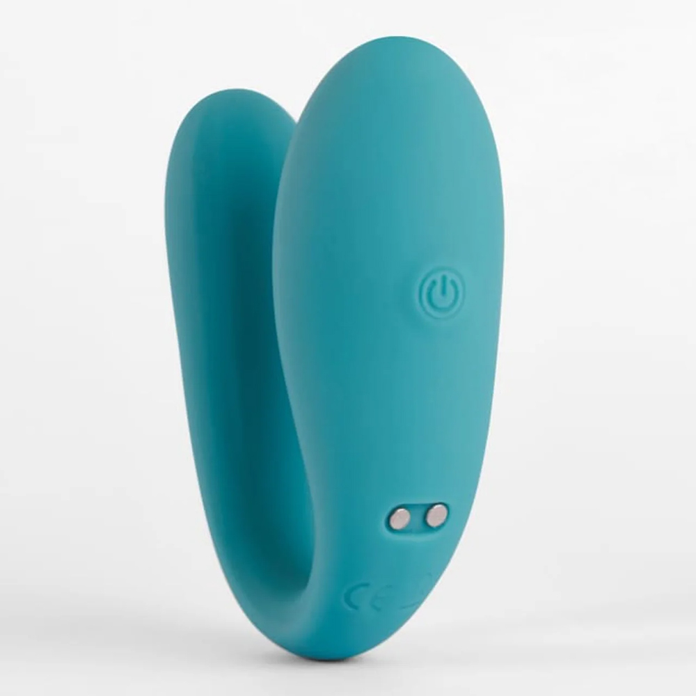 Vibrador para Casal Recarreg�vel em Silicone Couple Cyan - Imagem 02 com controle