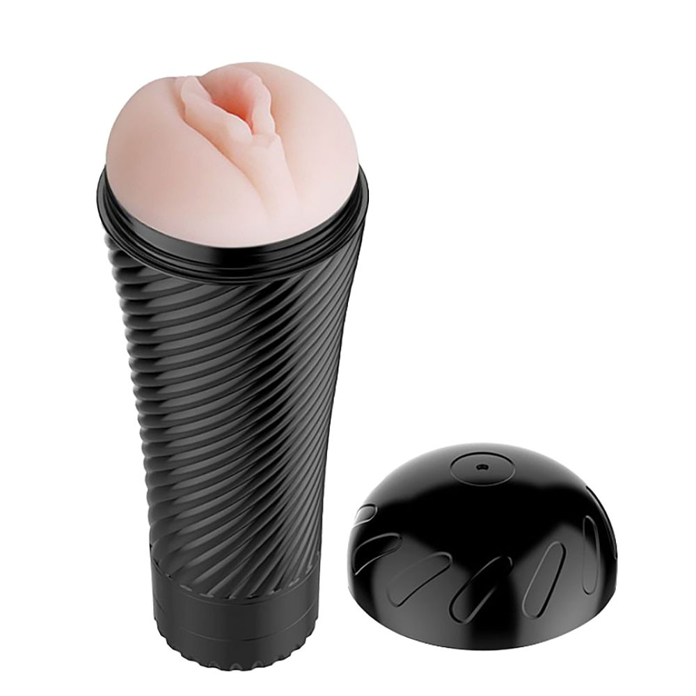 Masturbador Vagina Cyberskin Bege com Vibrador disfar�ado de lanterna e tampa removida