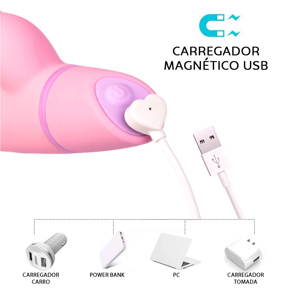Vibrador Duplo Recarreg�vel Silicone Fun��o Mexer o Dedo 5 Combina��es de Movimento Mexe Rosa | Foto 05