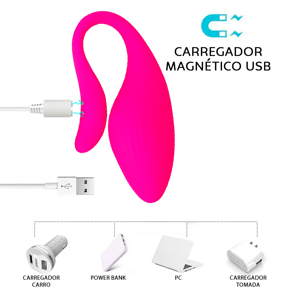 Vibrador para Casal Recarreg�vel em Silicone com 10 Vibra��es e Controle por Aplicativo Pink | Foto 05