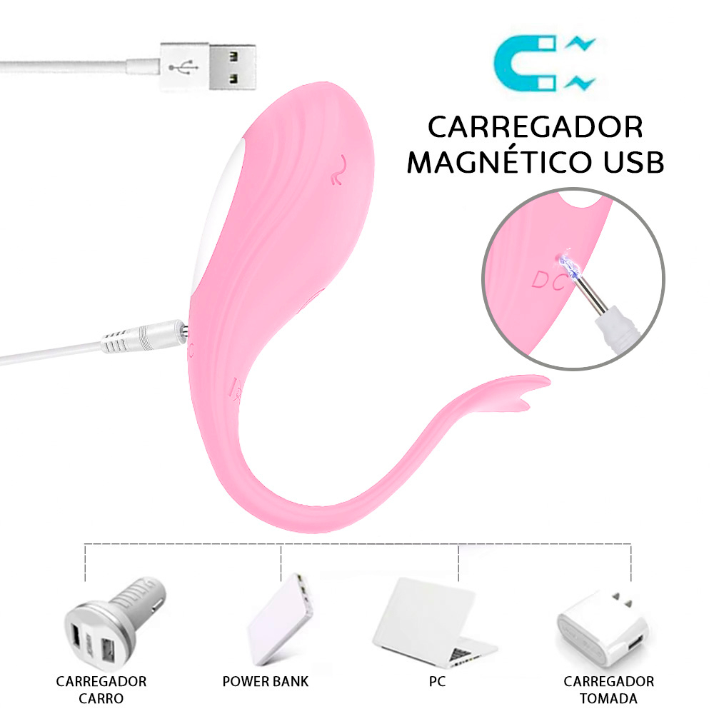 Vibrador Discreto Recarreg�vel em Silicone com 9 Vibra��es e Controle por APP Whale Rosa | Foto 05