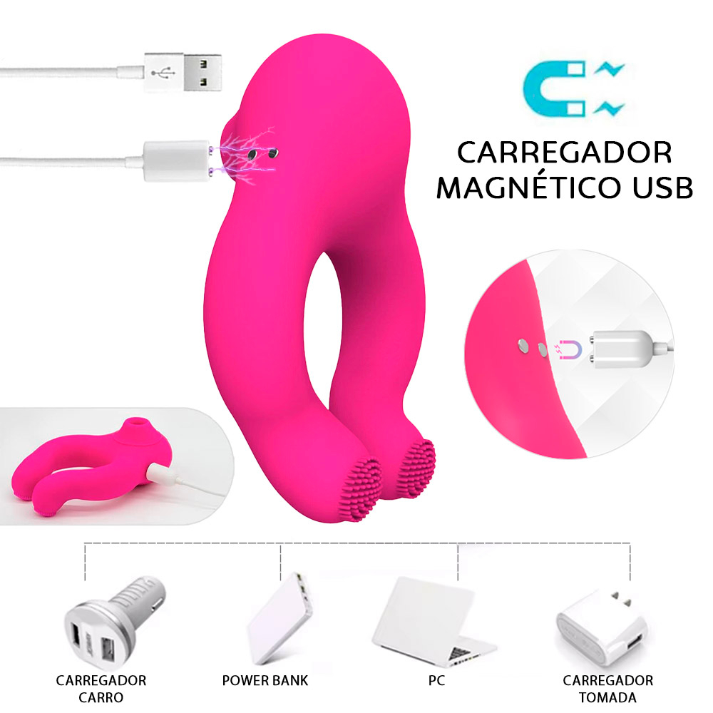 Pulsador de Clit�ris Recarreg�vel em Silicone com 7 Pulsa��es, 7 Vibra��es e Controle sem Fio Rosa | Foto 05