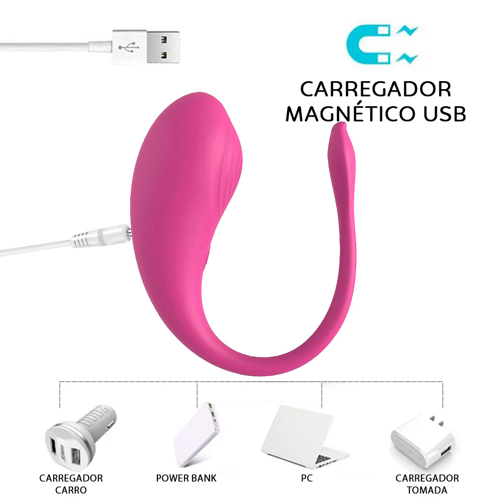 Vibrador para Casal Recarreg�vel em Silicone com 9 Vibra��es e Controle por Aplicativo Pink | Foto 05