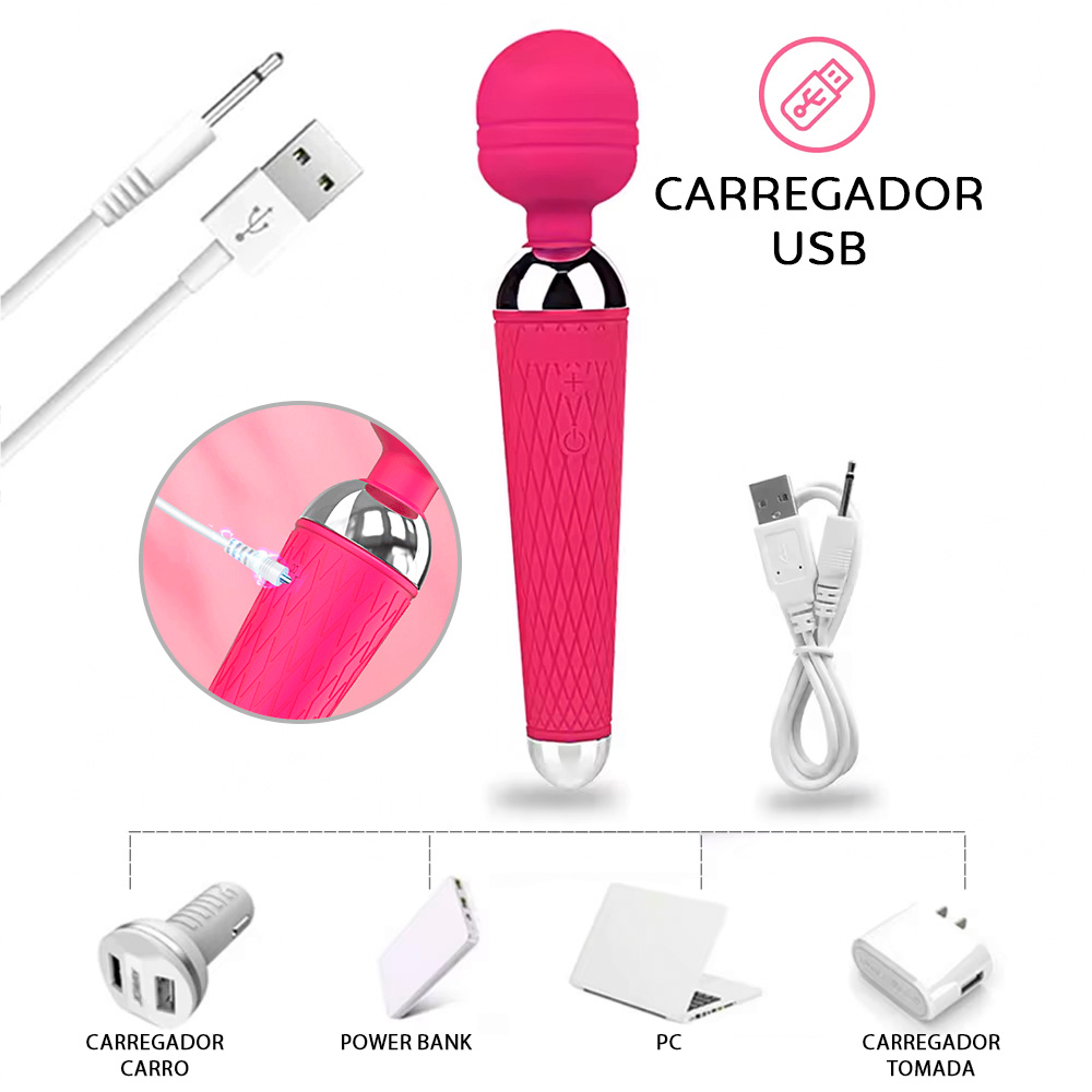 Massageador Er�tico Recarreg�vel em Silicone com 10 Vibra��es Pima Pink | Foto 05