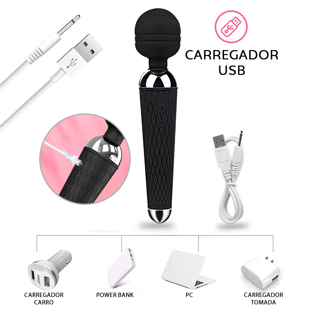 Massageador Er�tico Recarreg�vel em Silicone com 10 Vibra��es Pima Preto | Foto 05