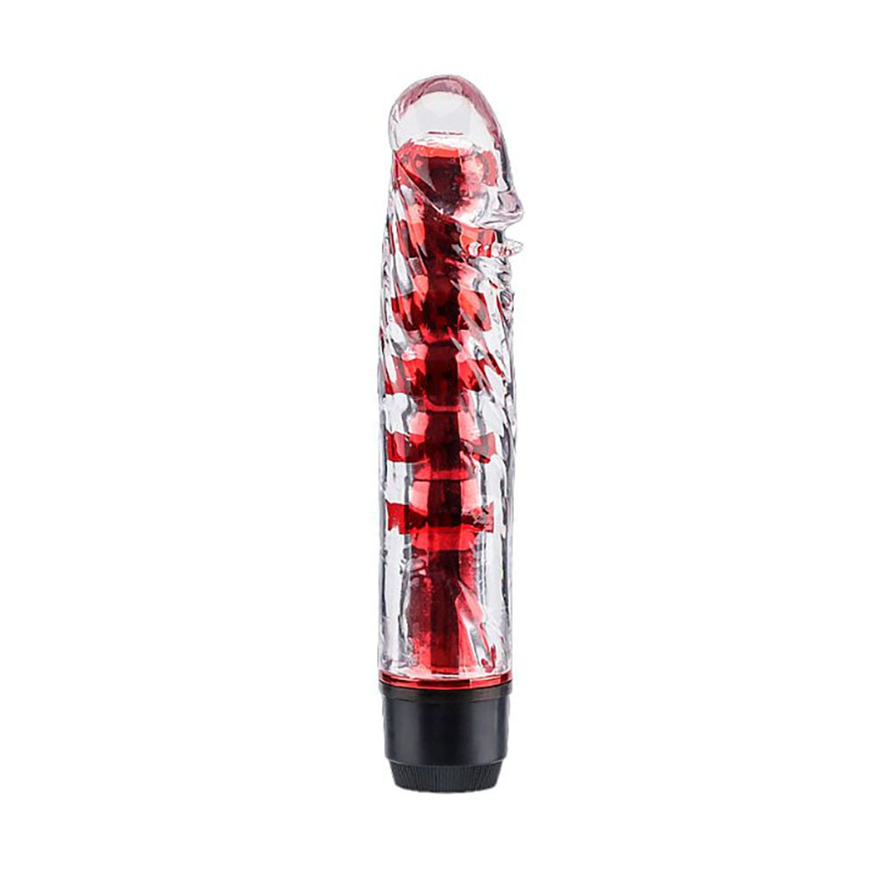 Vibrador Personal Multivelocidade com Capa Formato de P�nis em Silicone Jenny Vermelho - Vista frontal detalhada