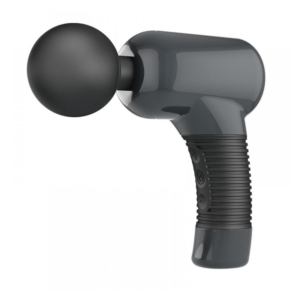 Massageador Er�tico Recarreg�vel em Silicone com 7 Vibra��es Super Power Preto | Vista lateral do massageador mostrando as esferas de vibra��o e o cabo ergon�mico