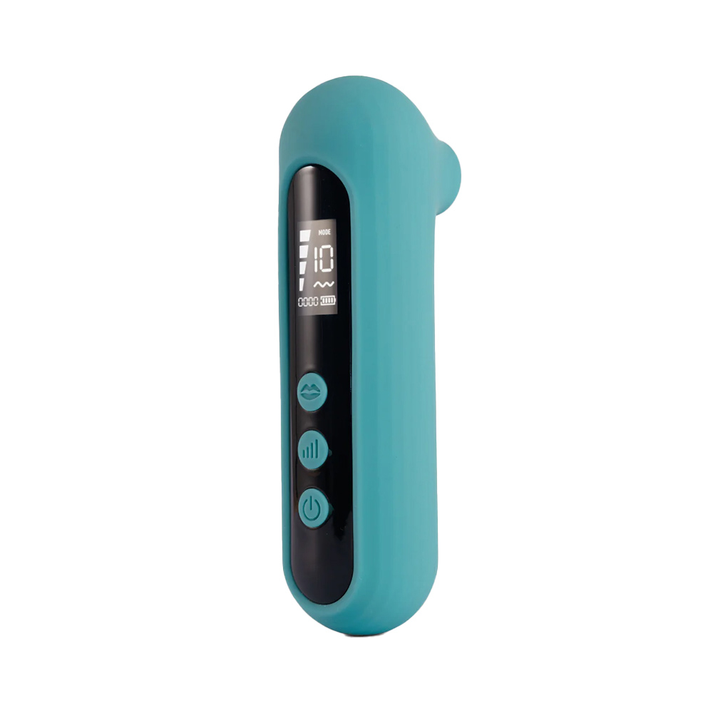 Vibrador para Clit�ris Recarreg�vel em Silicone com 10 Ondas de Press�o Visor Digital Cyan | Foto 04