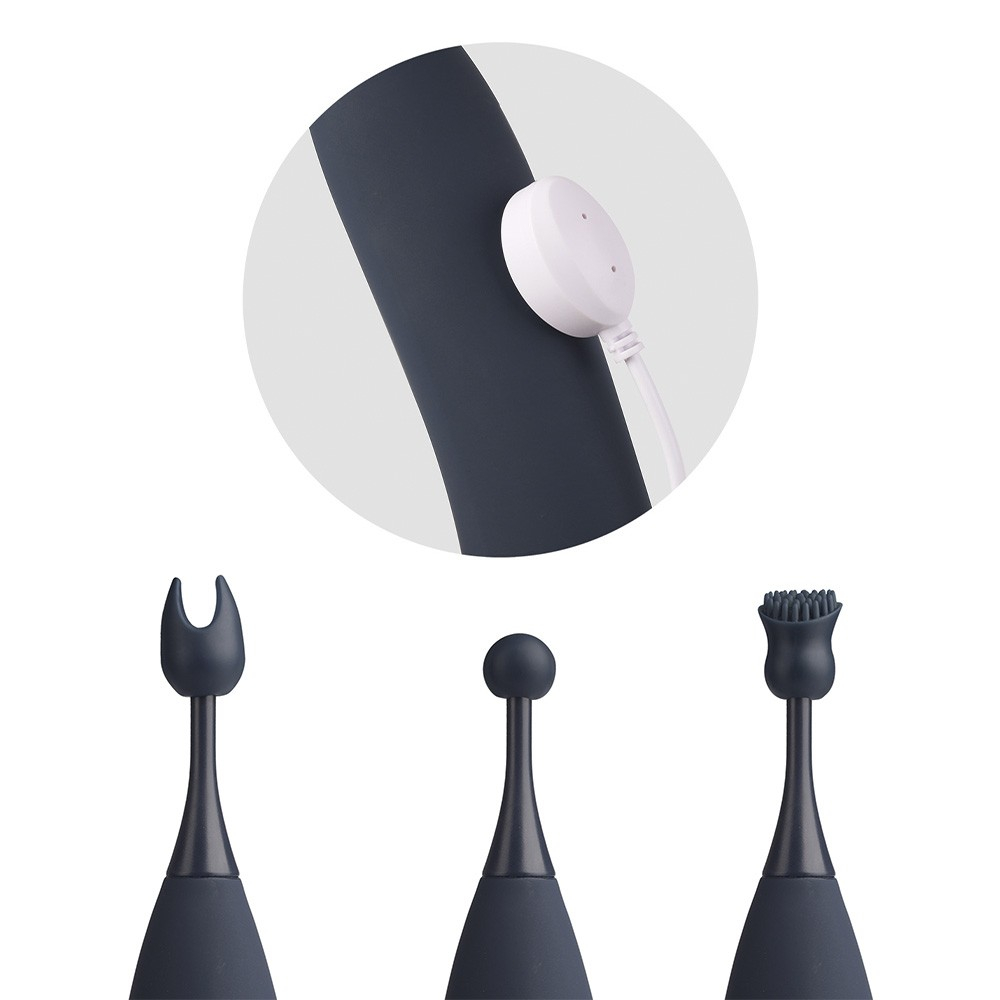Vibrador Feminino Recarreg�vel em Silicone com 7 Vibra��es Double Azul | Foto 05