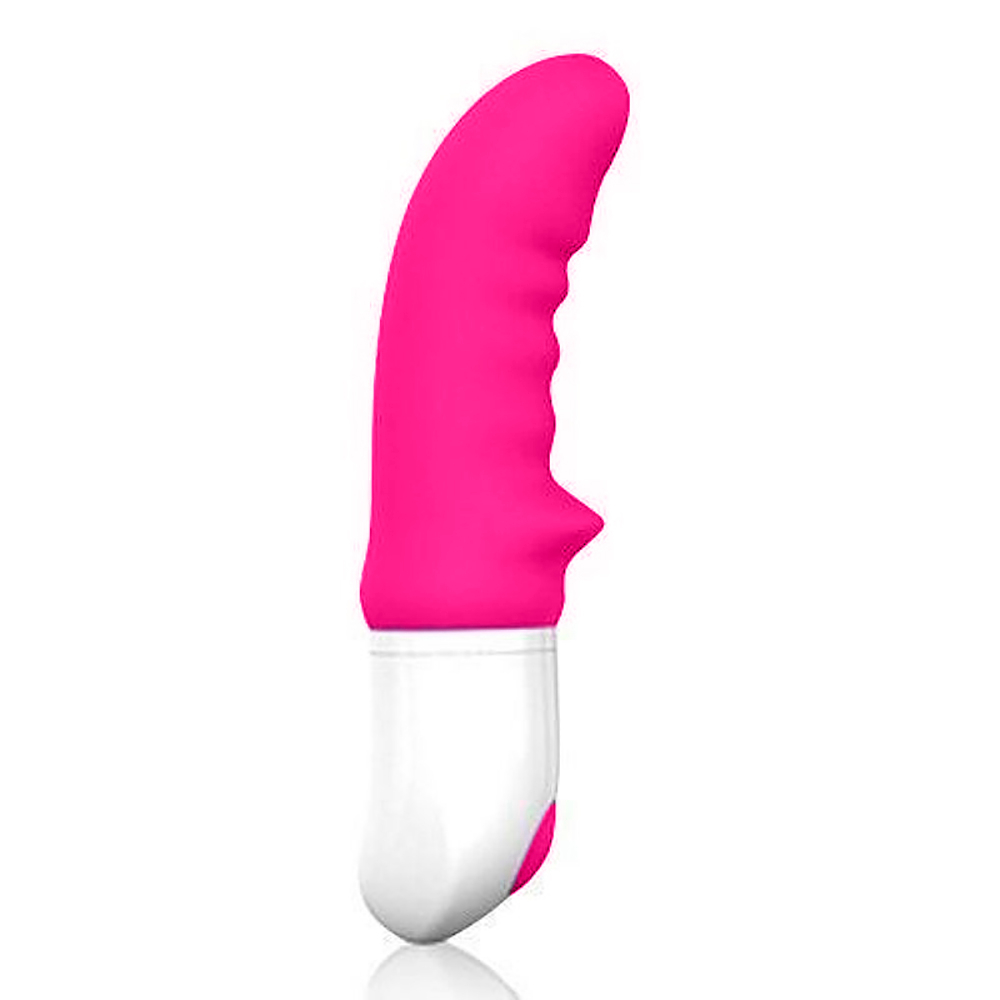 Vibrador Ponto G em Silicone Flex�vel com 9 Vibra��es Sparta Pink | Vista lateral do vibrador mostrando a curvatura ergon�mica em silicone rosa