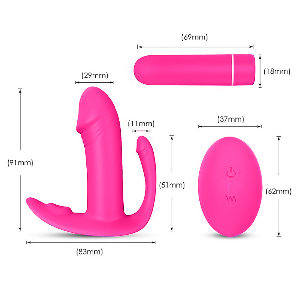 Vibrador Duplo em Silicone Recarreg�vel com Controle sem Fio e 9 Vibra��es Didi Pink | Foto 04