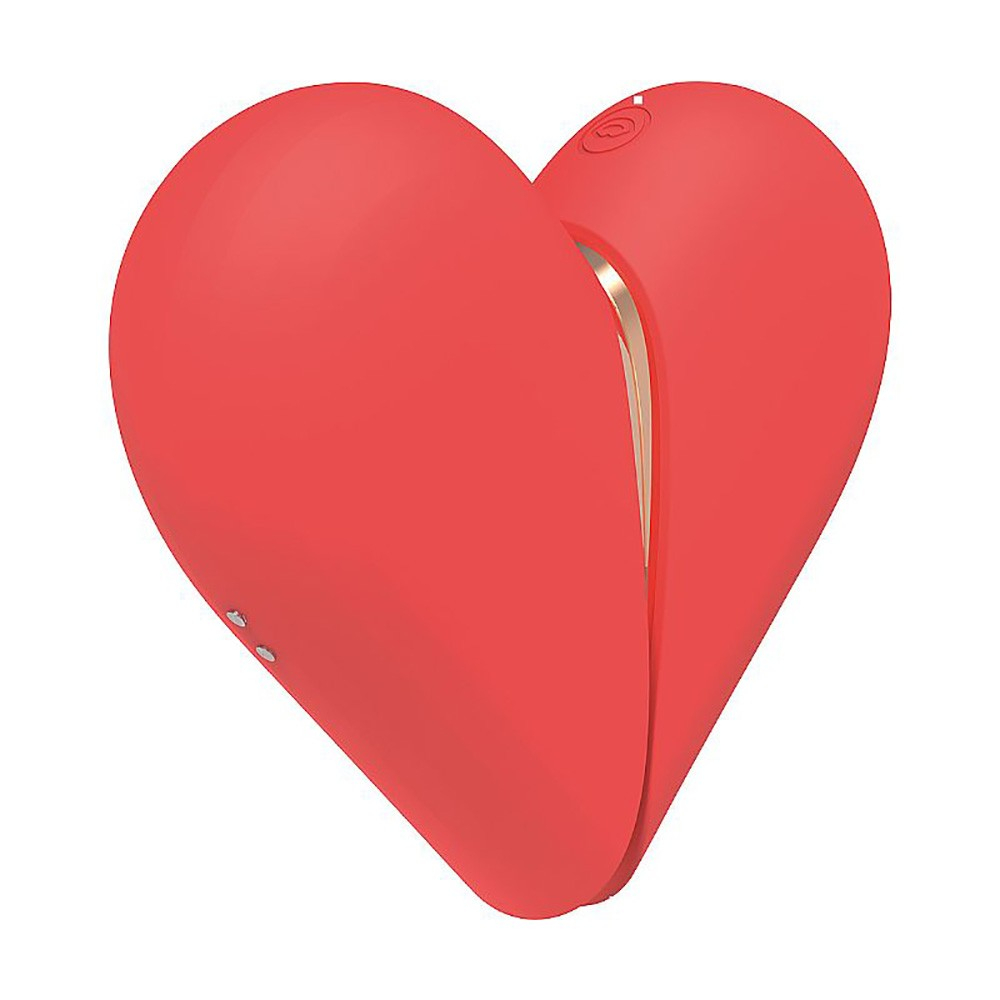 Vibrador Discreto Recarreg�vel em Silicone 5 Pulsa��es e 5 Estimula��es da L�ngua Cora��o Vermelho, vista fechada em formato de cora��o