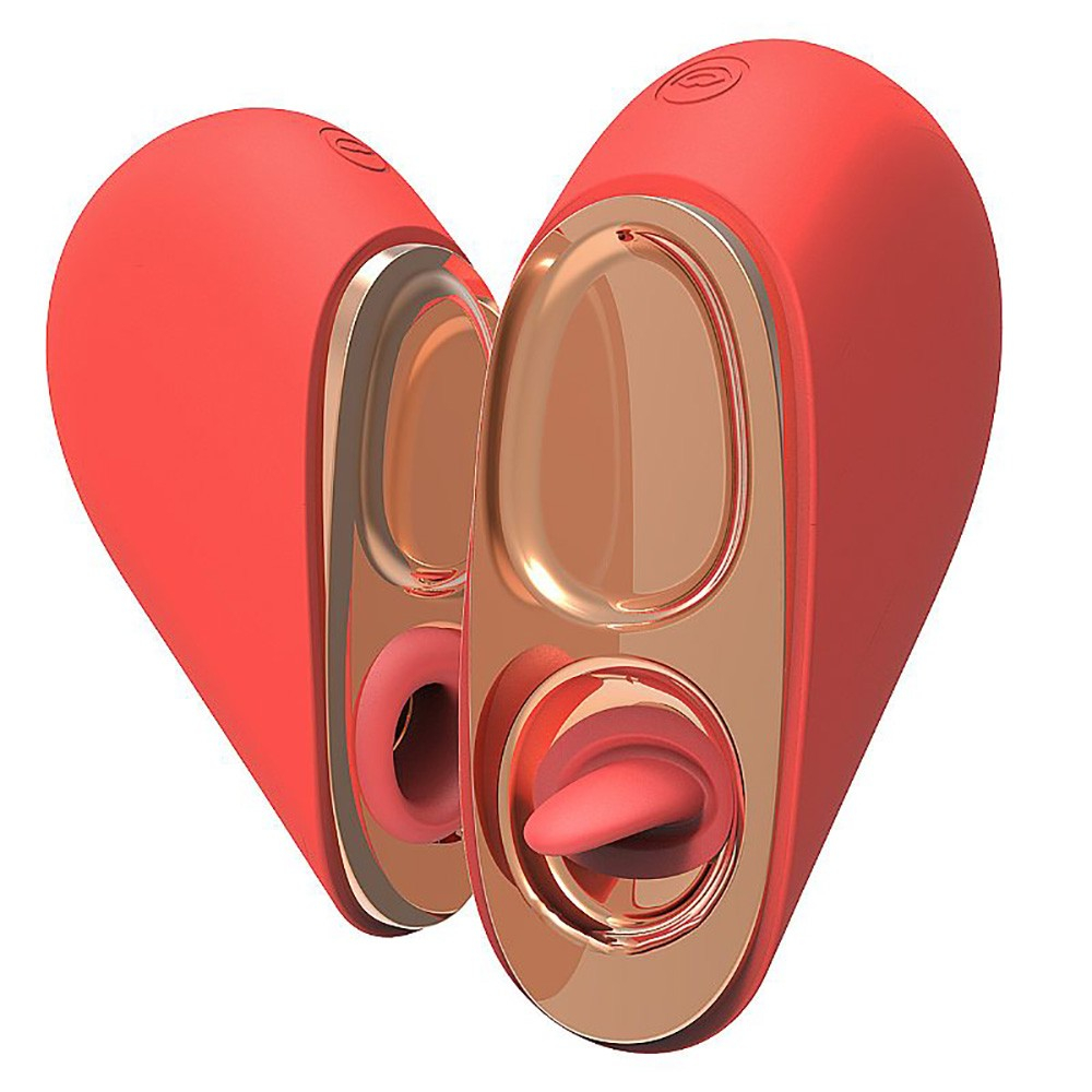 Vibrador Discreto Recarreg�vel em Silicone 5 Pulsa��es e 5 Estimula��es da L�ngua Cora��o Vermelho | Foto 04