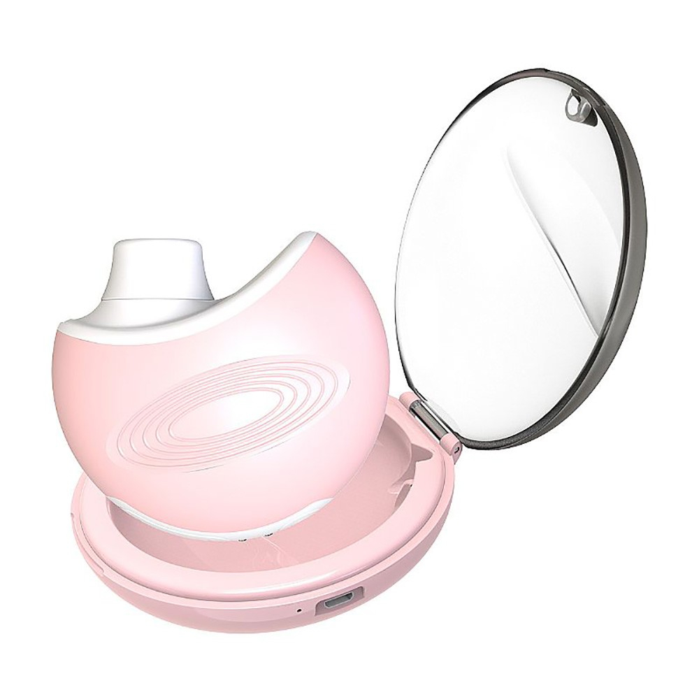 Pulsador de Clit�ris Recarreg�vel em Silicone com 6 Pulsa��es Rosa em sua embalagem discreta, simulando um estojo de maquiagem