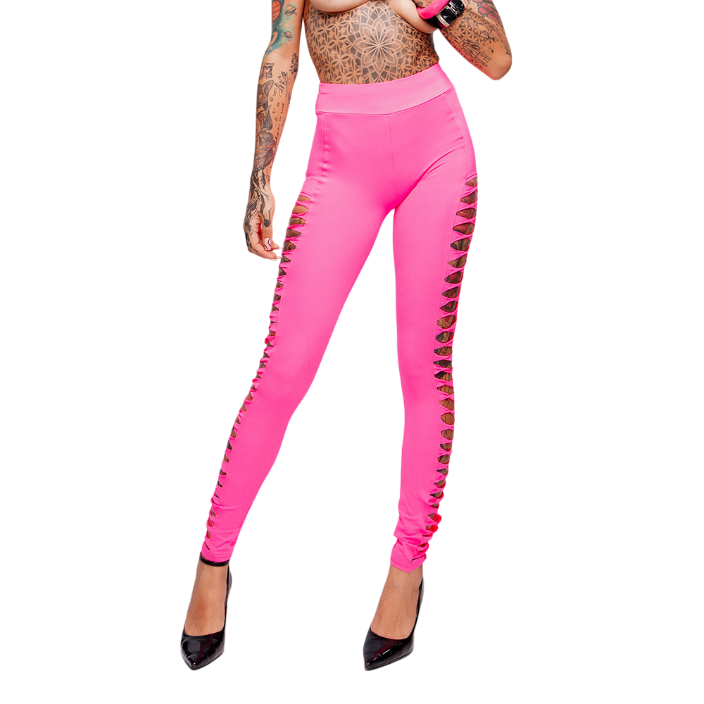 Cal�a Sensual Sexy em Suplex Poli�ster com Tiras na Lateral Pink | Modelo em pose de frente e levemente de lado