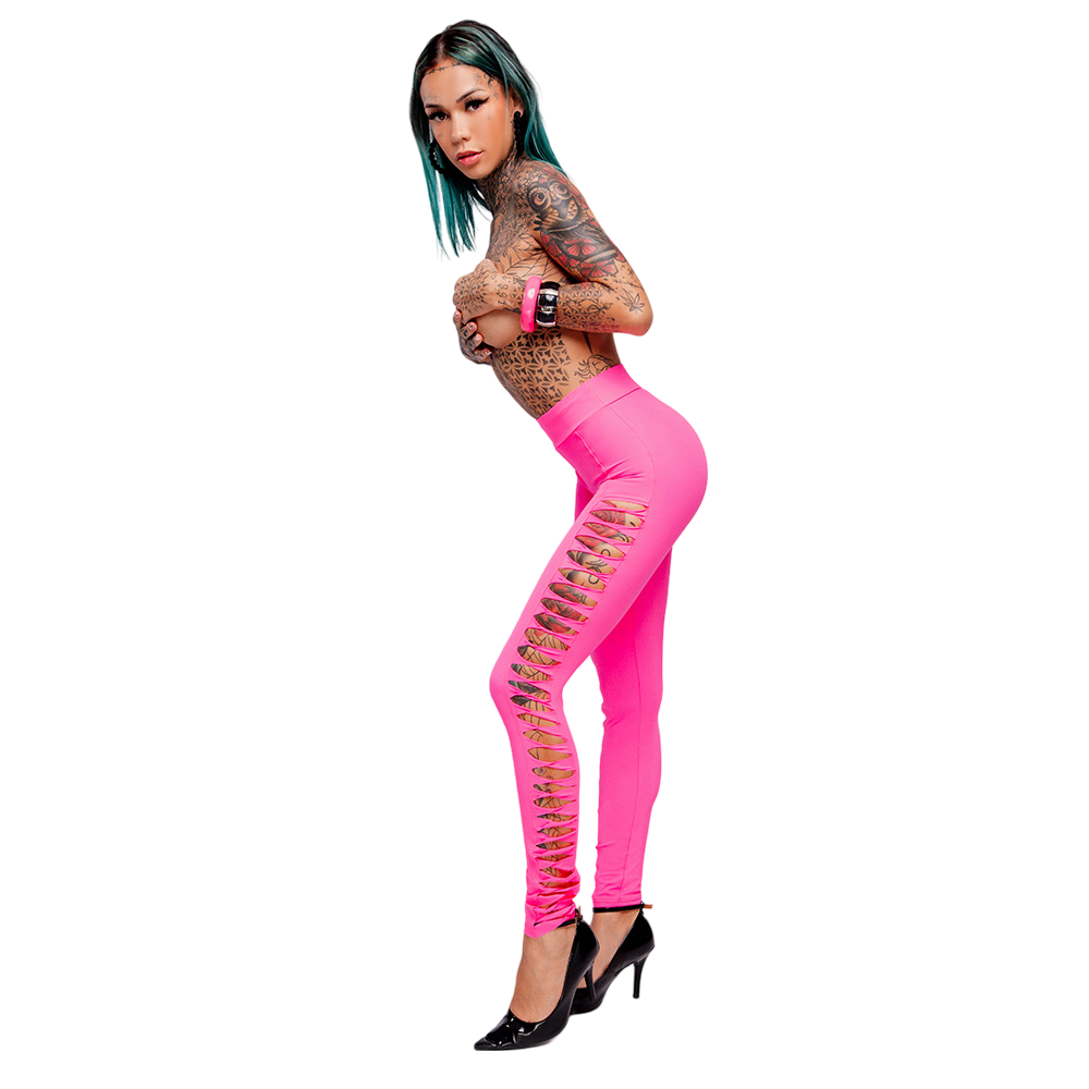 Cal�a Sensual Sexy em Suplex Poli�ster com Tiras na Lateral Pink | Detalhe da cintura e das tiras laterais