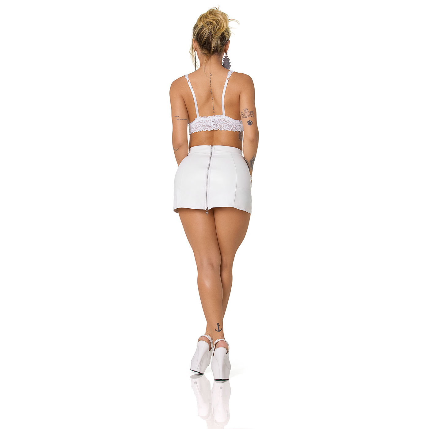Saia de Courino com Lycra Branca | Foto 02