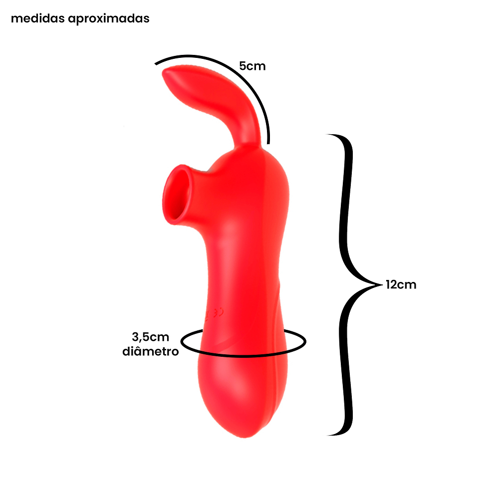 Sugador de Clit�ris Recarreg�vel em Silicone com 12 Suc��es e 12 Vibra��es Ultra Potente Vermelho | Foto 04