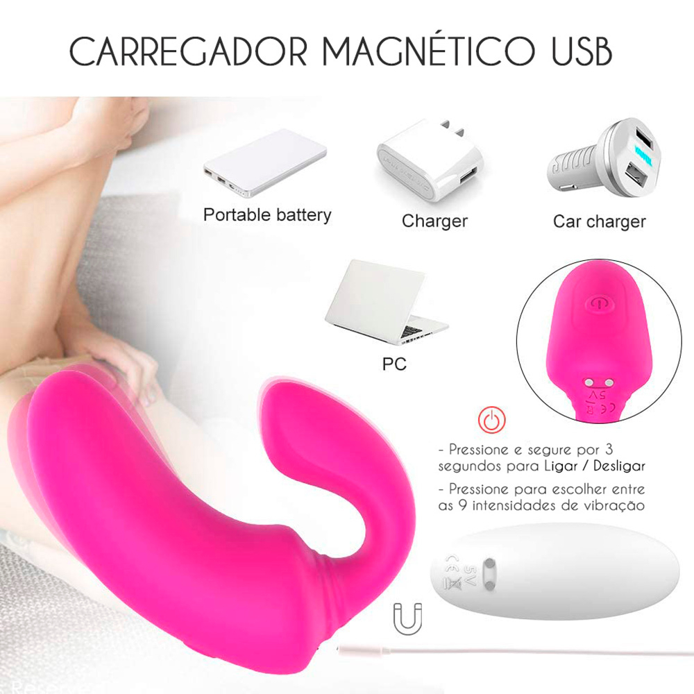 Vibrador para Casal em Silicone com Controle Remoto sem Fio Pink | Foto 05