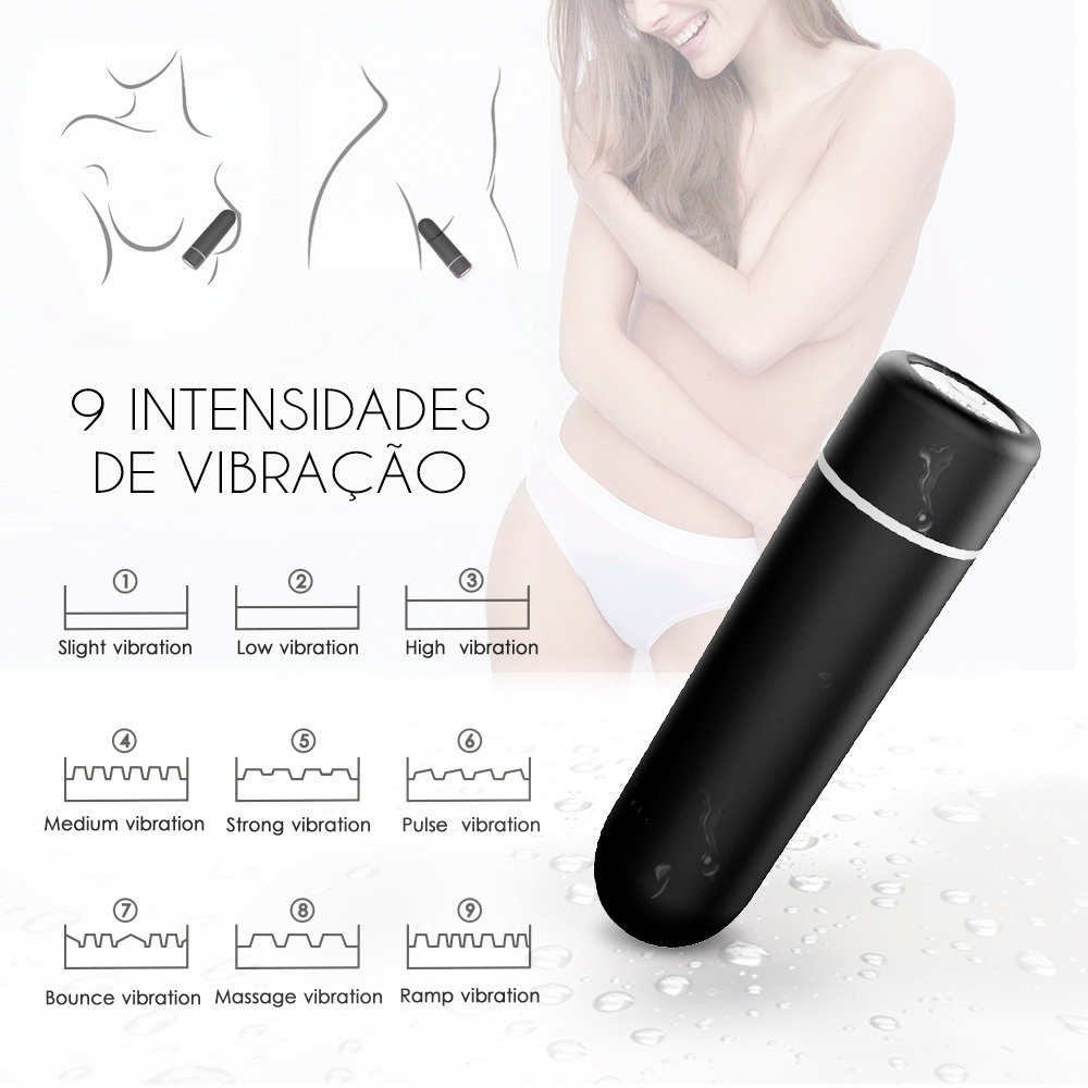 Vibrador Bullet Recarreg�vel com Controle sem Fio 9 Modos de Vibra��o Preto | Foto 04