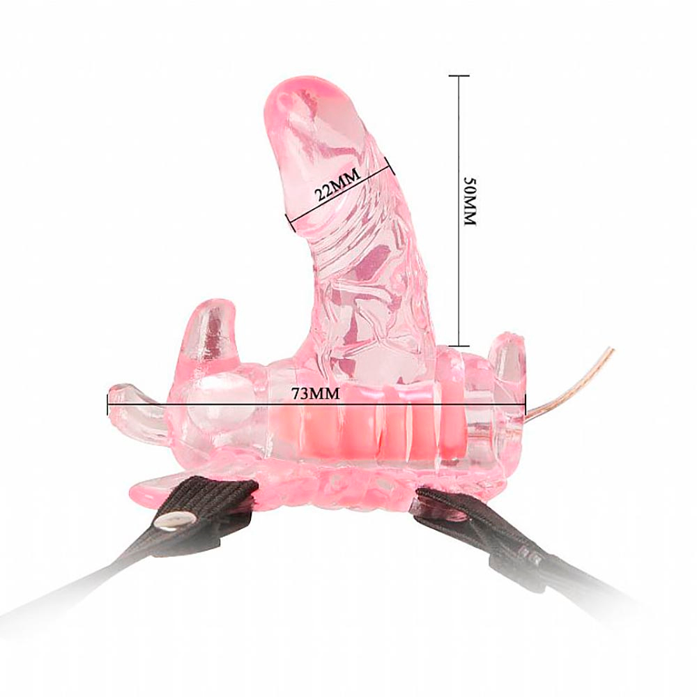 Vibrador Butterfly com Mini P�nis e Controle com Fio e Cinta Ajust�vel Rosa | Foto 04