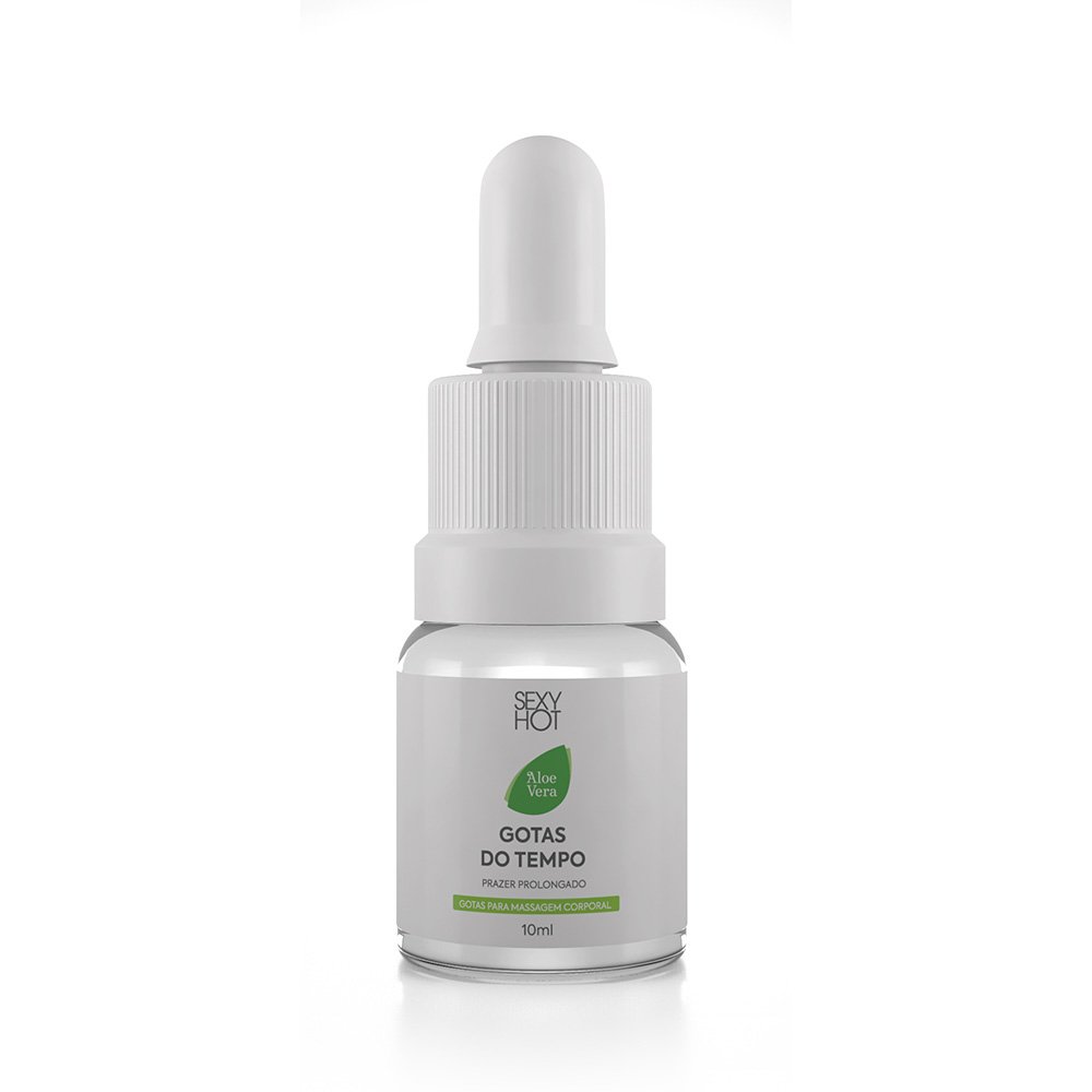Gel Retardante Masculino em Gotas com Aloe Vera Gotas do Tempo 10ml | Detalhe do frasco