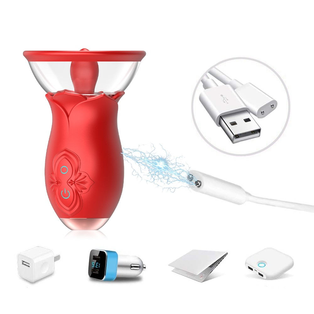 Sugador de Clit�ris com Lingua Vibrat�ria Estimuladora Recarreg�vel Vermelho | Foto 05
