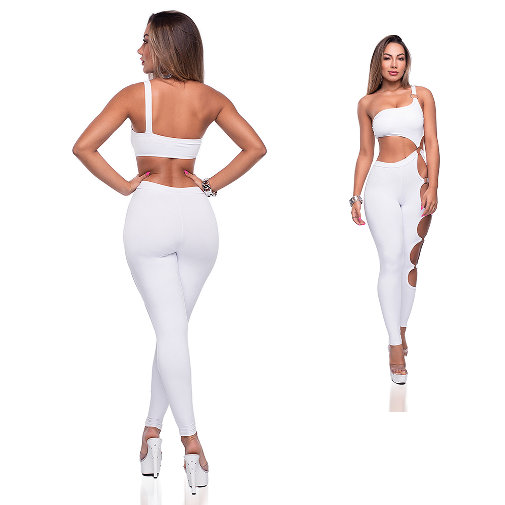 Macac�o Sensual Sexy em Suplex Poliamida com Bojo e Argolas na Lateral Branco | Foto 02
