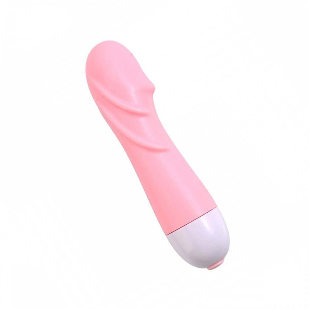Vibrador Feminino em ABS com Relevo em Ondas e 10 Vibra��es Rosa | Vista lateral do vibrador mostrando o formato curvado e os relevos em ondas