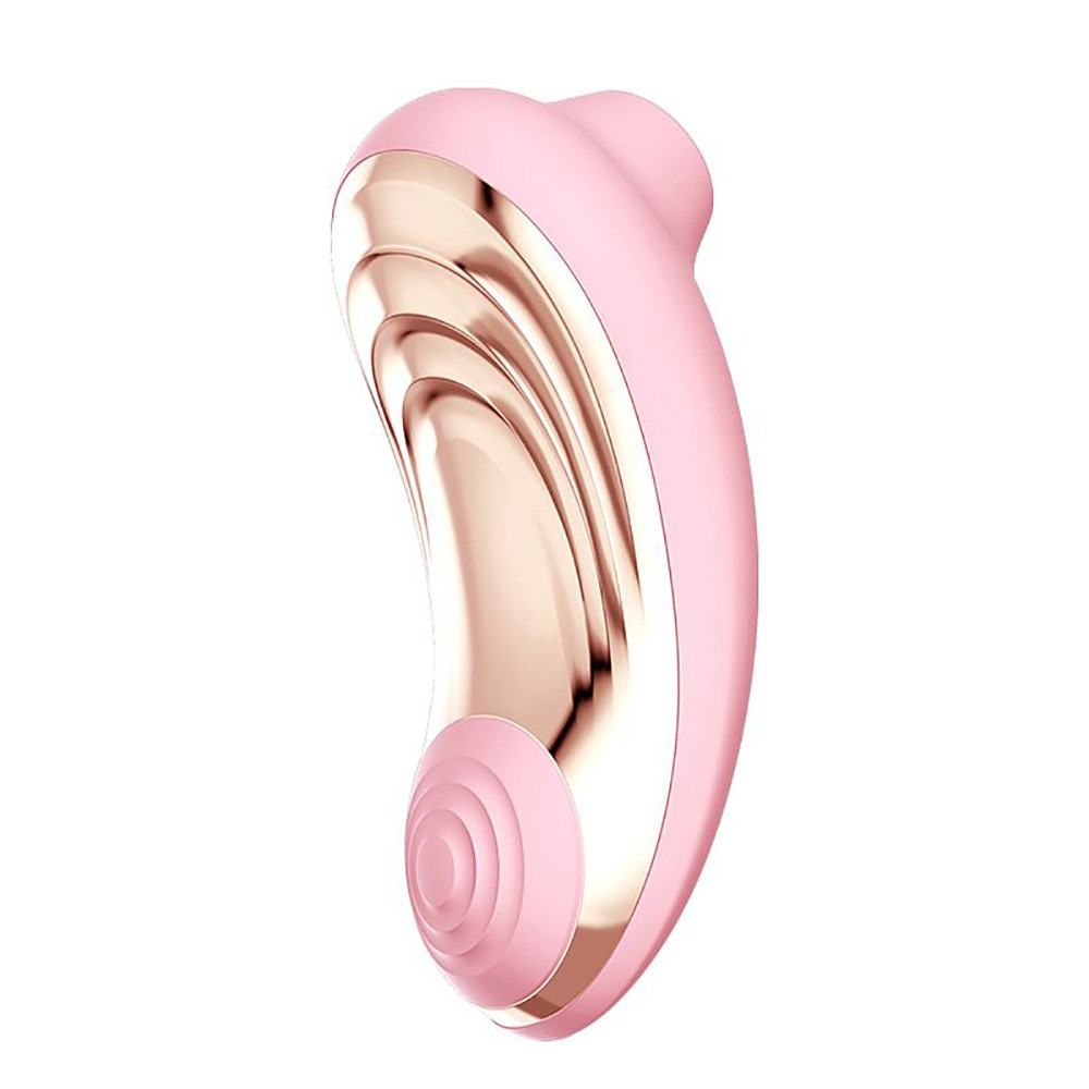 Vibrador Duplo Recarreg�vel em Silicone: Pulsador de Clit�ris e Vibrador Ponto G Rosa em vista lateral, destacando as curvas ergon�micas e o design elegante.