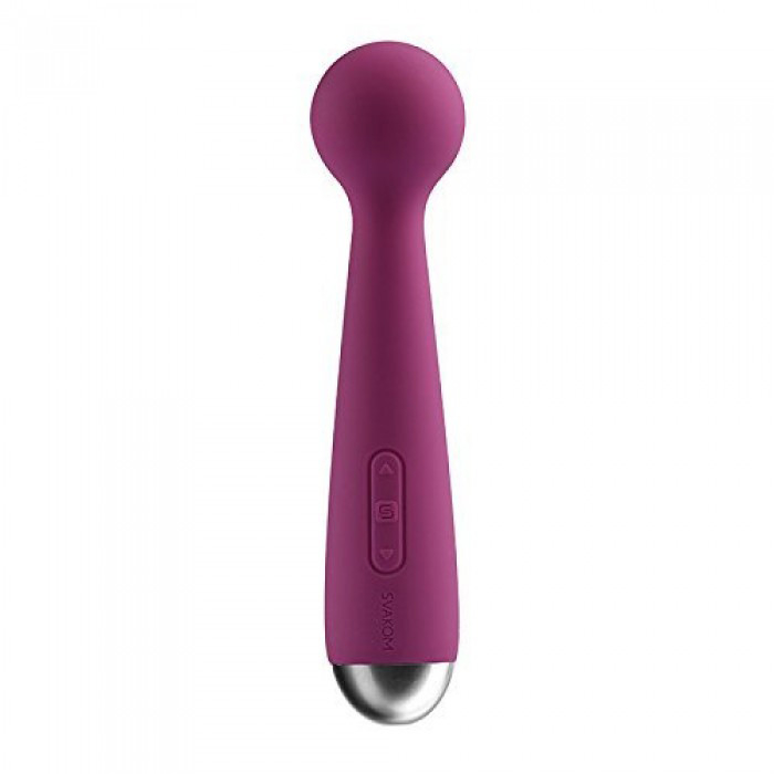 Massageador Er�tico Silicone Emma Roxo em vista com a ponta remov�vel