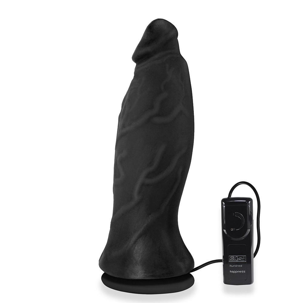 P�nis Grande Com Vibrador e Ventosa Jatob�o, vista lateral com foco na ventosa para fixa��o