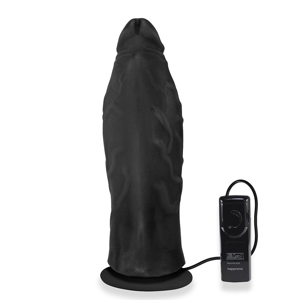 P�nis Grande Com Vibrador e Ventosa Jatob�o em vista superior detalhando a largura e os contornos