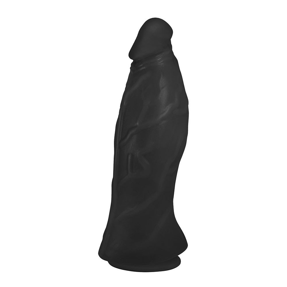 P�nis Real�stico Flex�vel com Ventosa Jatob� 21 x 6,8cm Preto | Detalhe da ponta e veias