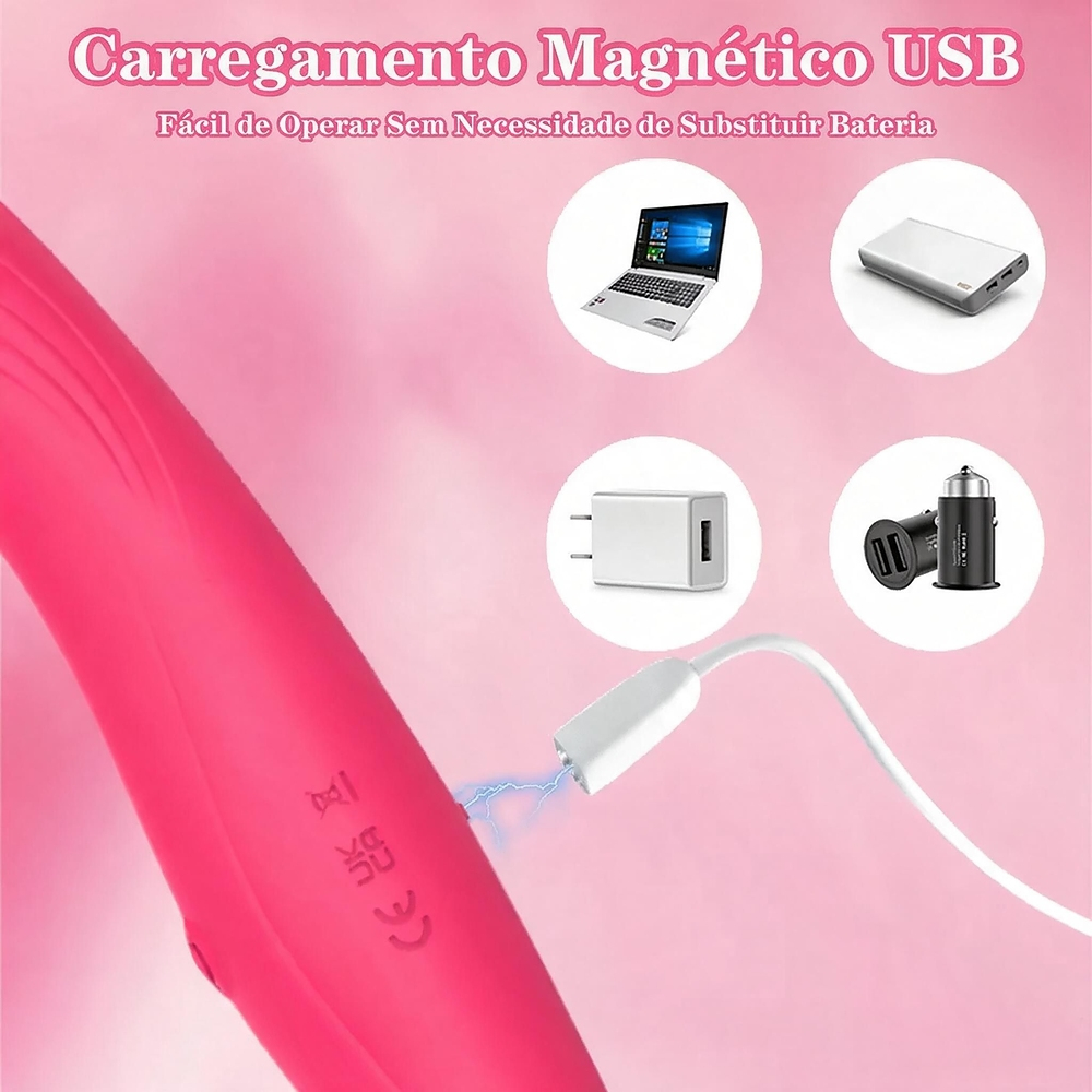 Vibrador Duplo Recarreg�vel em Siliocne com 9 Vibra��es Controle por APP Pink | Foto 04