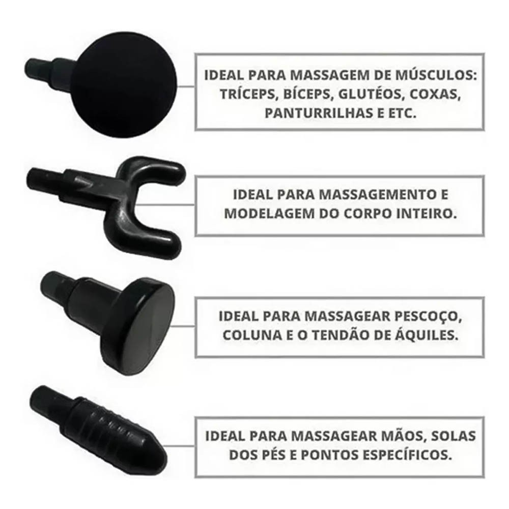 Massageador Er�tico em ABS Recarreg�vel com 4 Ponteiras e 6 Vibra��es Vermelho | Foto 05