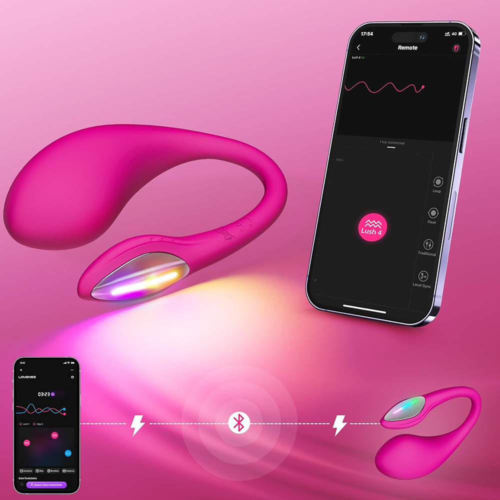 Vibrador para Casal Recarreg�vel em Silicone M�dico Controlado por APP e Bluetooth Lush 4 | Foto 04
