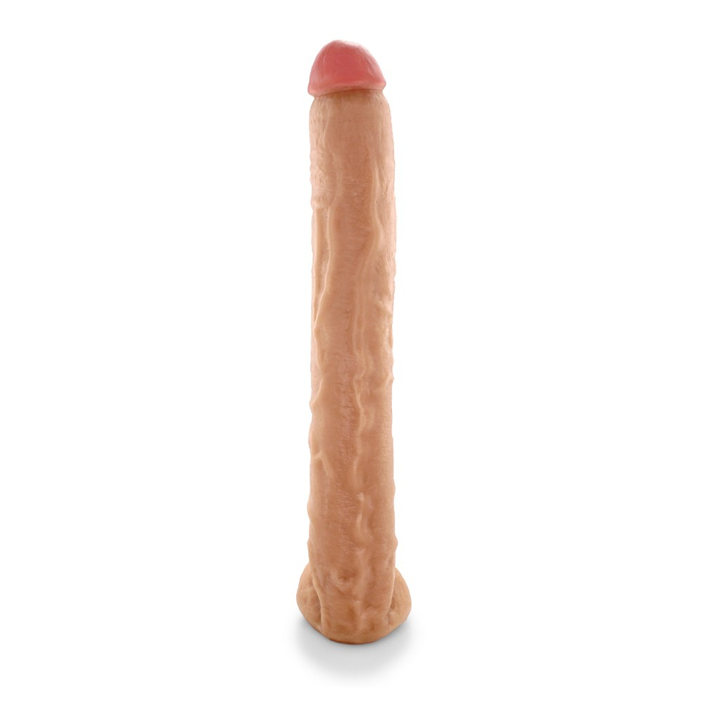 P�nis Gigante e Grosso Flex�vel com Escroto Neg�o da Picona 37 x 5cm Bege