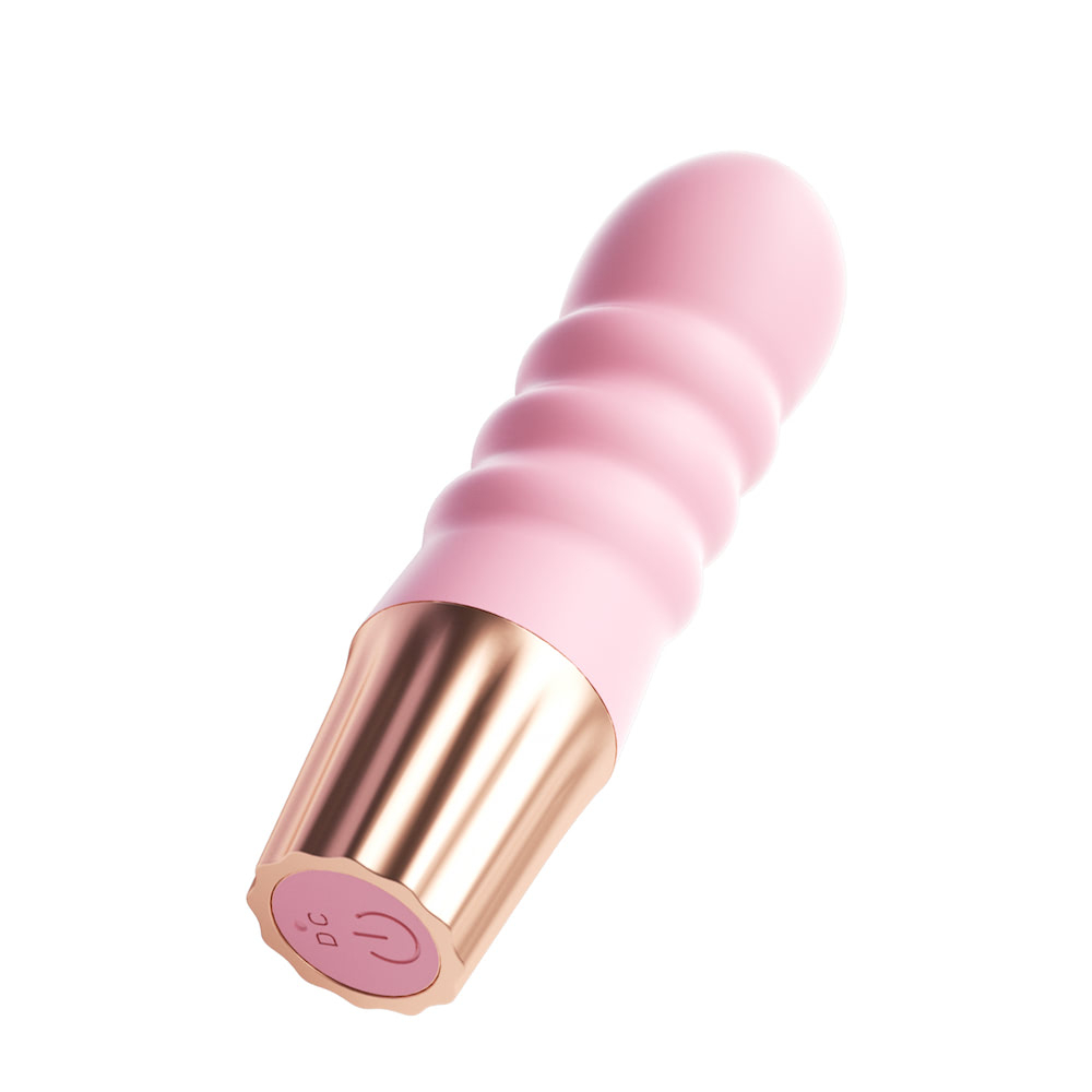 Vibrador Personal Recarreg�vel em Silicone com 10 Vibra��es Mini Happy Espiral Rosa - Vista Lateral