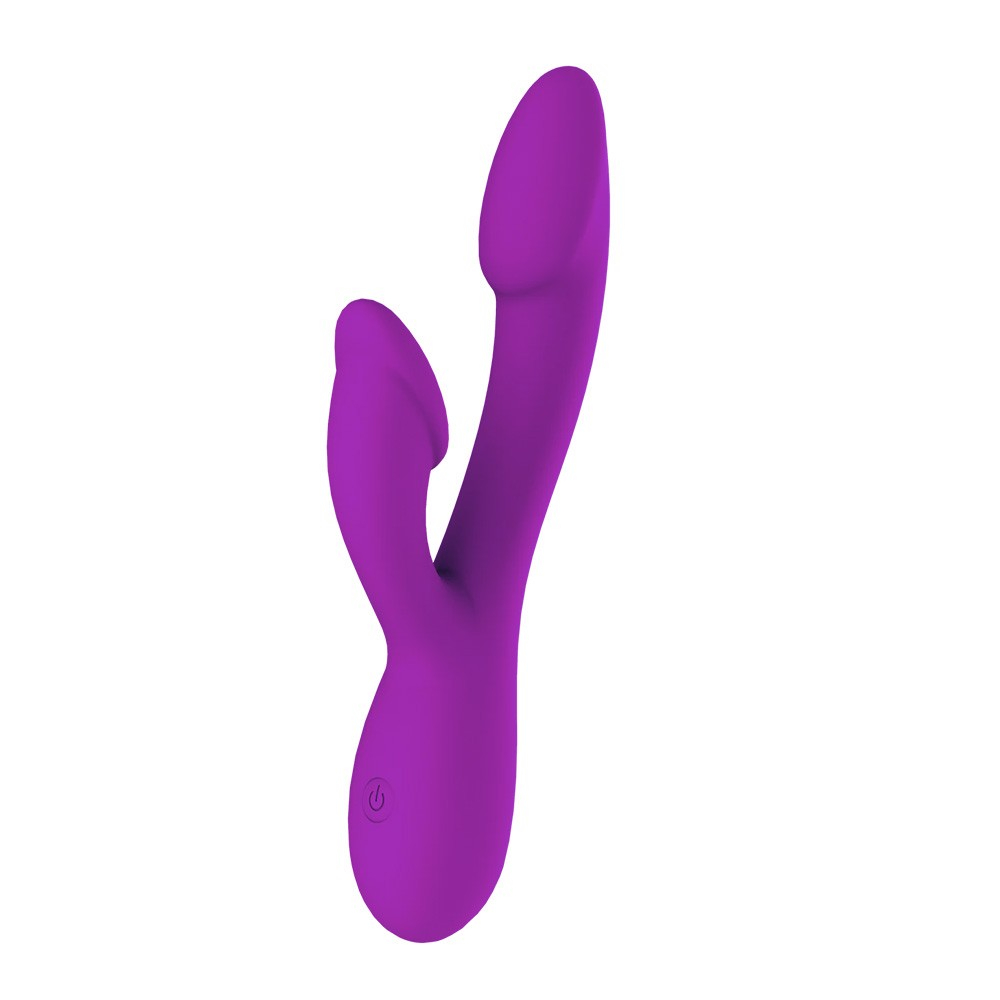 Vibrador Duplo em Silicone Recarreg�vel Roxo, vista frontal