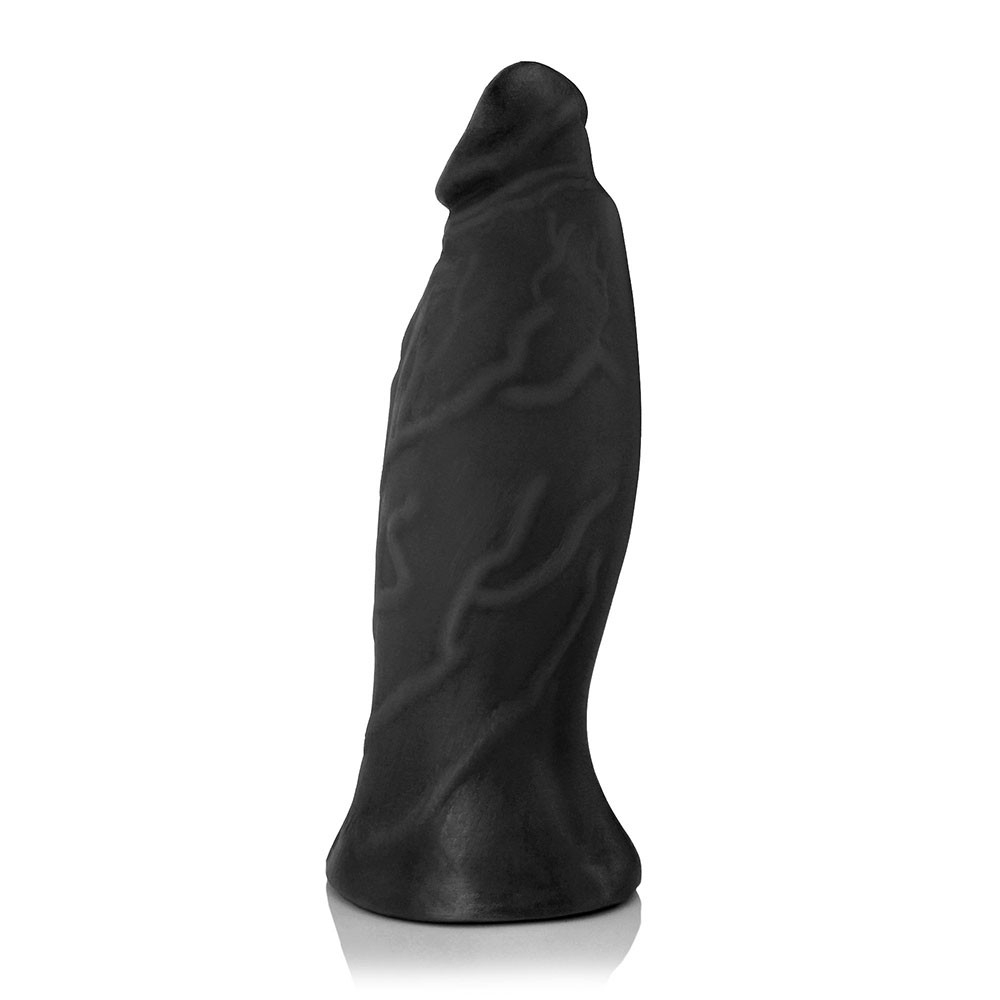 P�nis Gigante e Grosso Flex�vel Jatob�o 27x8cm Preto, vista lateral que demonstra o design alongado e a curvatura sutil do produto.