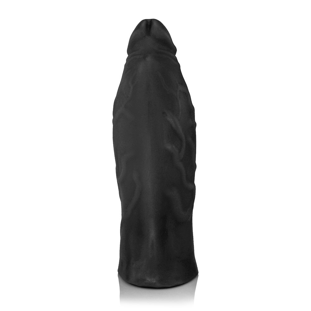 P�nis Gigante e Grosso Flex�vel Jatob�o 27x8cm Preto, vista detalhada que real�a a textura do produto e as veias suavemente marcadas.
